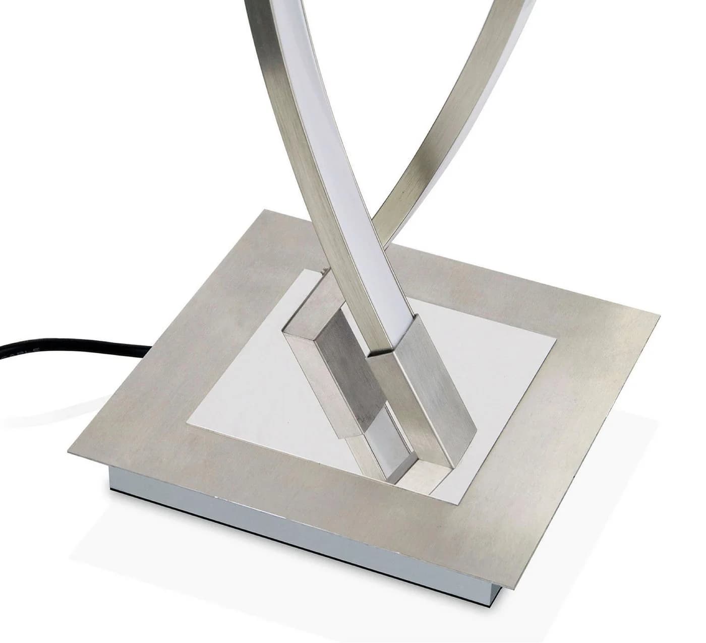 TRANGO LED Tischleuchte TWINLIGHT Nickel matt Dimmbar Touch
