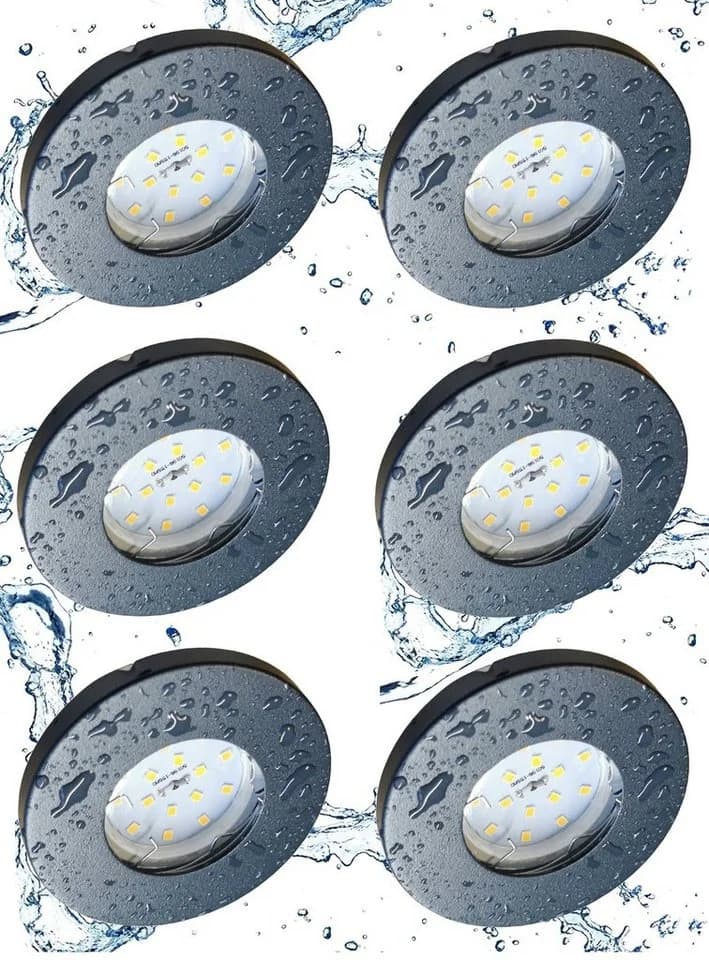TRANGO LED Einbauleuchte 6er Set IP65 Anthrazit matt 3000K warmweiß - Bild 2