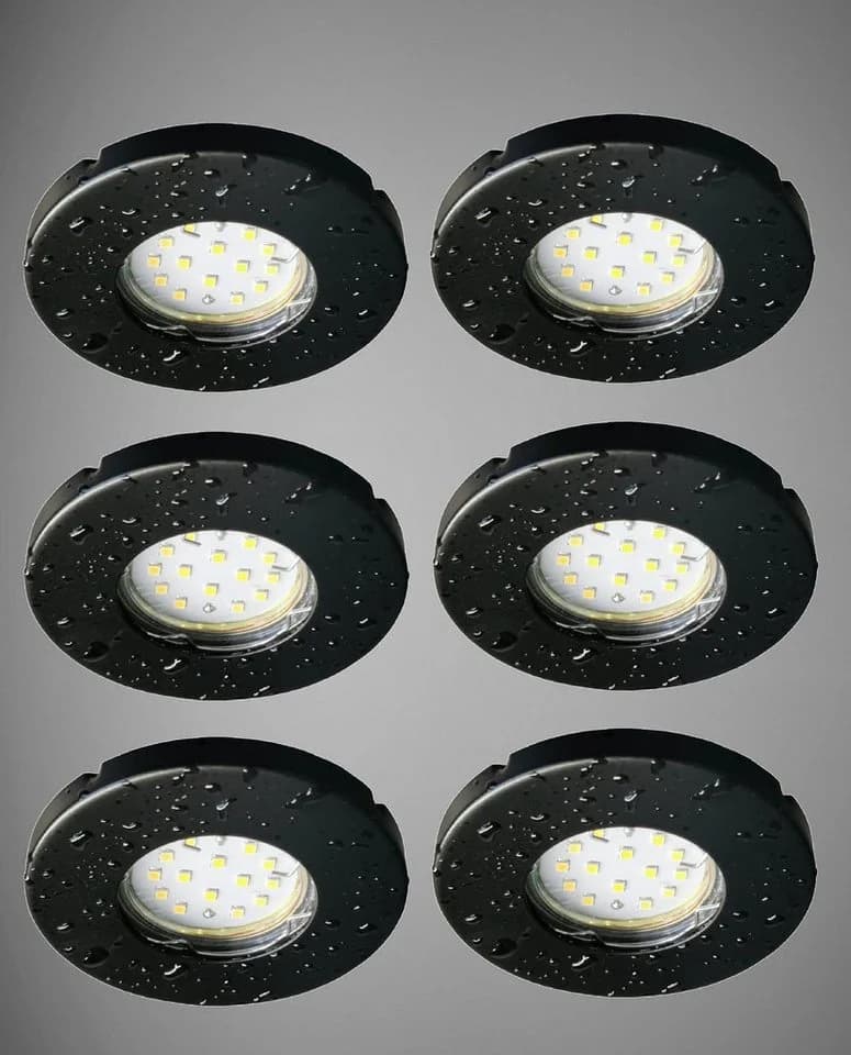 TRANGO LED Einbaustrahler 6er Set IP44 Schwarz Edelstahl Dimmbar - Bild 4