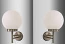 TRANGO LED Außen-Wandleuchte 2er Pack Edelstahl Acryl IP44 Bild 2