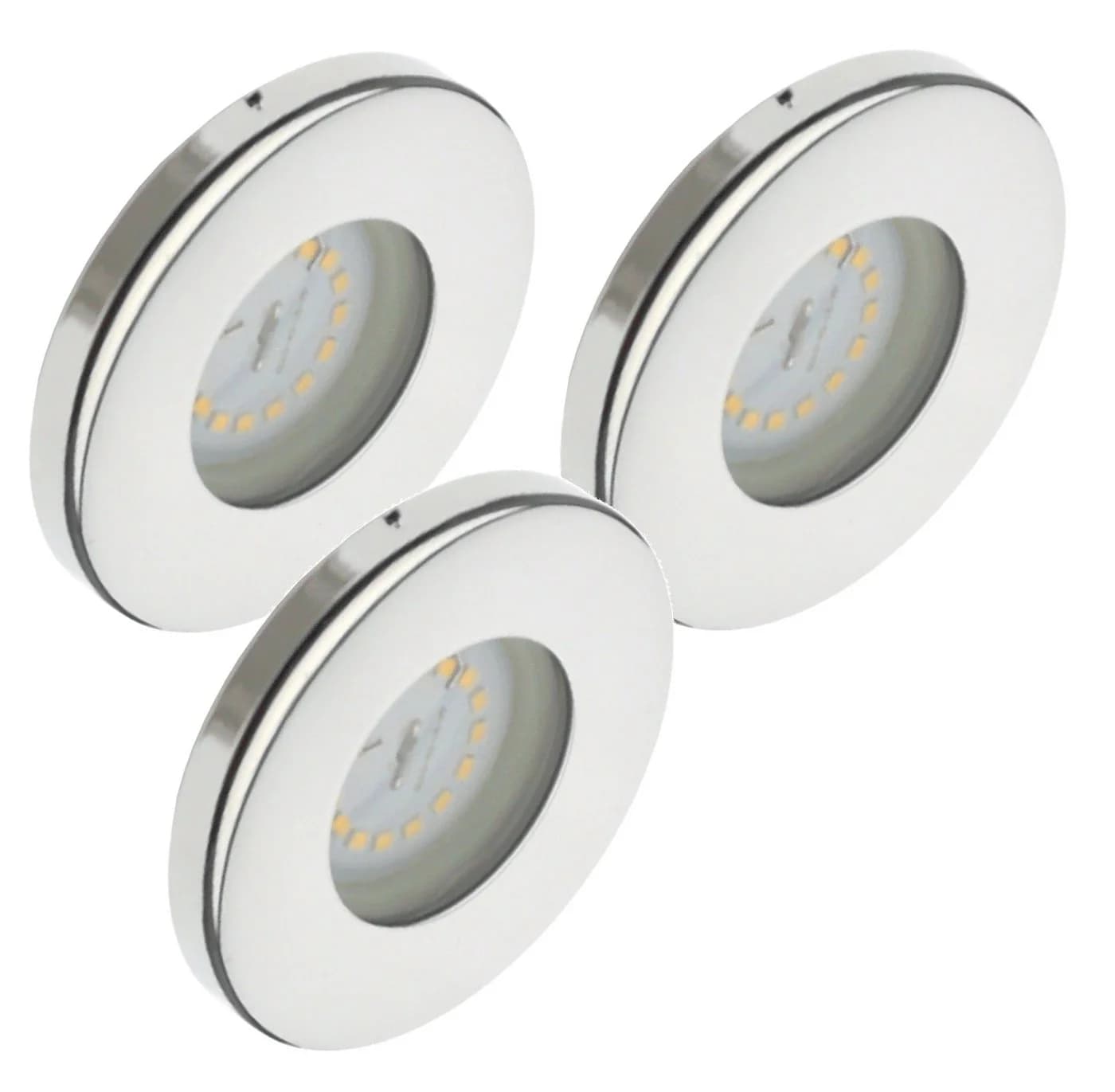 TRANGO LED Einbauleuchte 3er Set Edelstahl IP65 warmweiß