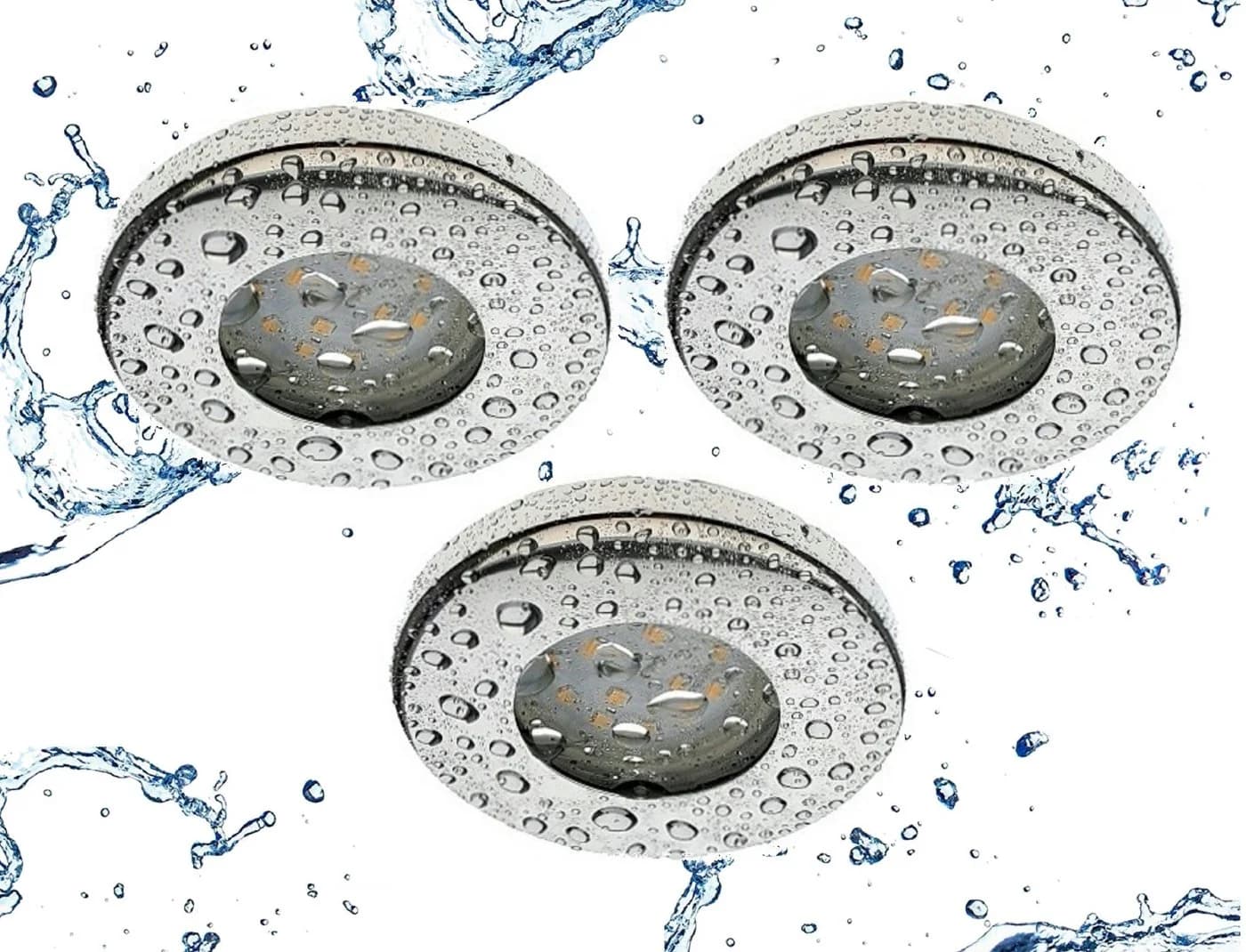TRANGO LED Einbauleuchte 3er Set Edelstahl IP65 warmweiß - Bild 2