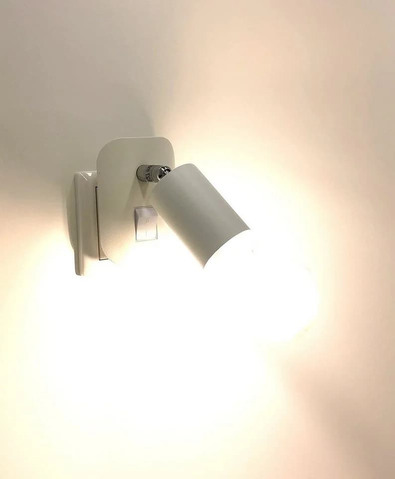 TRANGO LED Steckdosenleuchte Weiß matt 8 Watt warmweiß