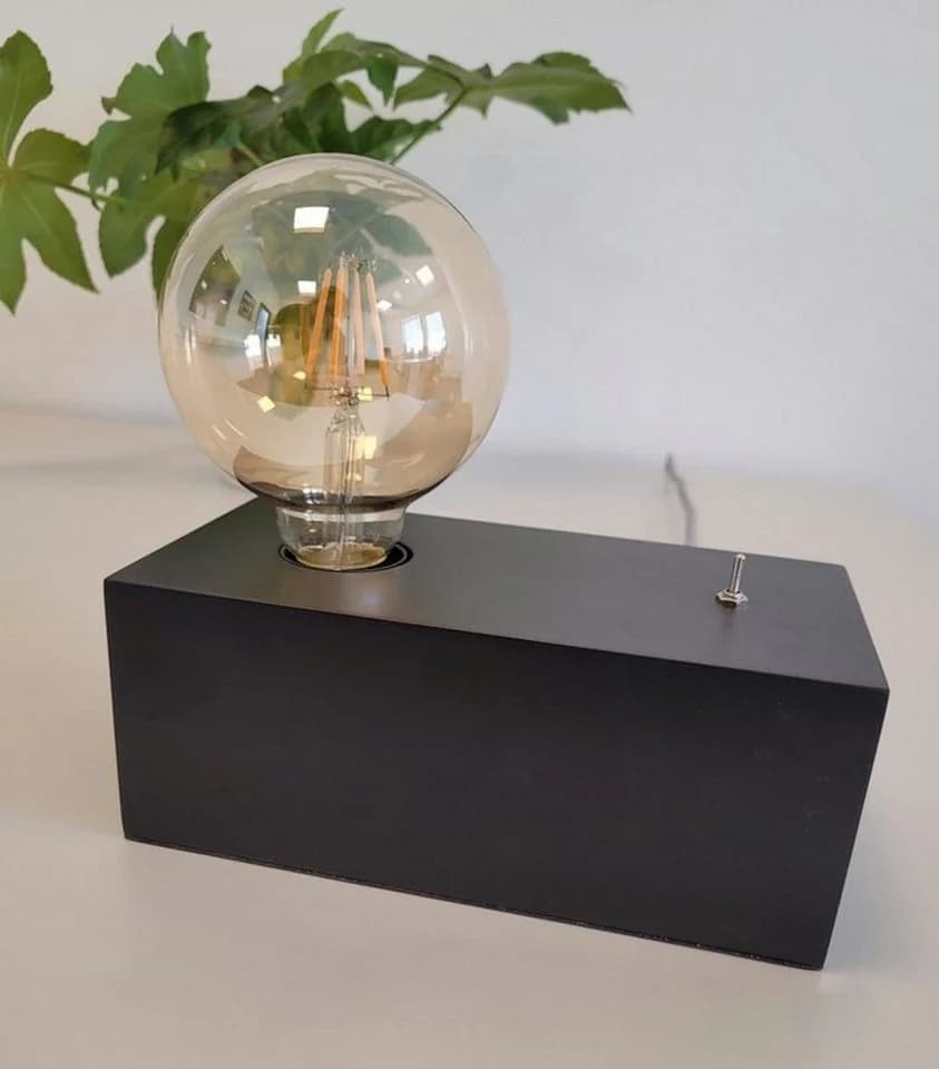 Trango LED Tischleuchte Woody Nachttischlampe Holz Schwarz Retro Modern - Bild 2