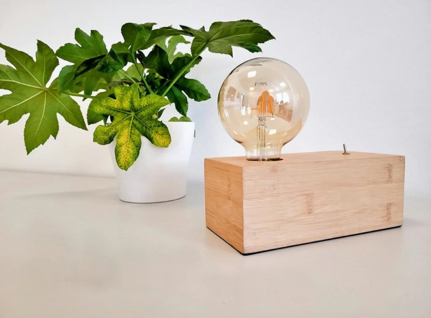 TRANGO LED Tischleuchte *WOODY* Nachttischlampe Holz Natur - Bild 2