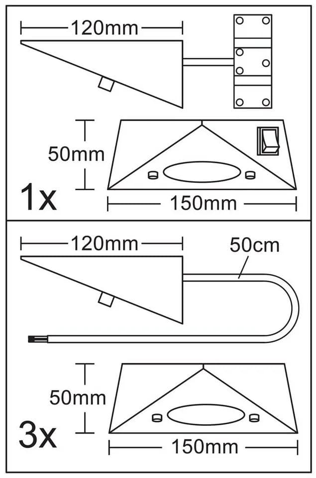 TRANGO LED Unterbauleuchte 4er Set Matt-Schwarz