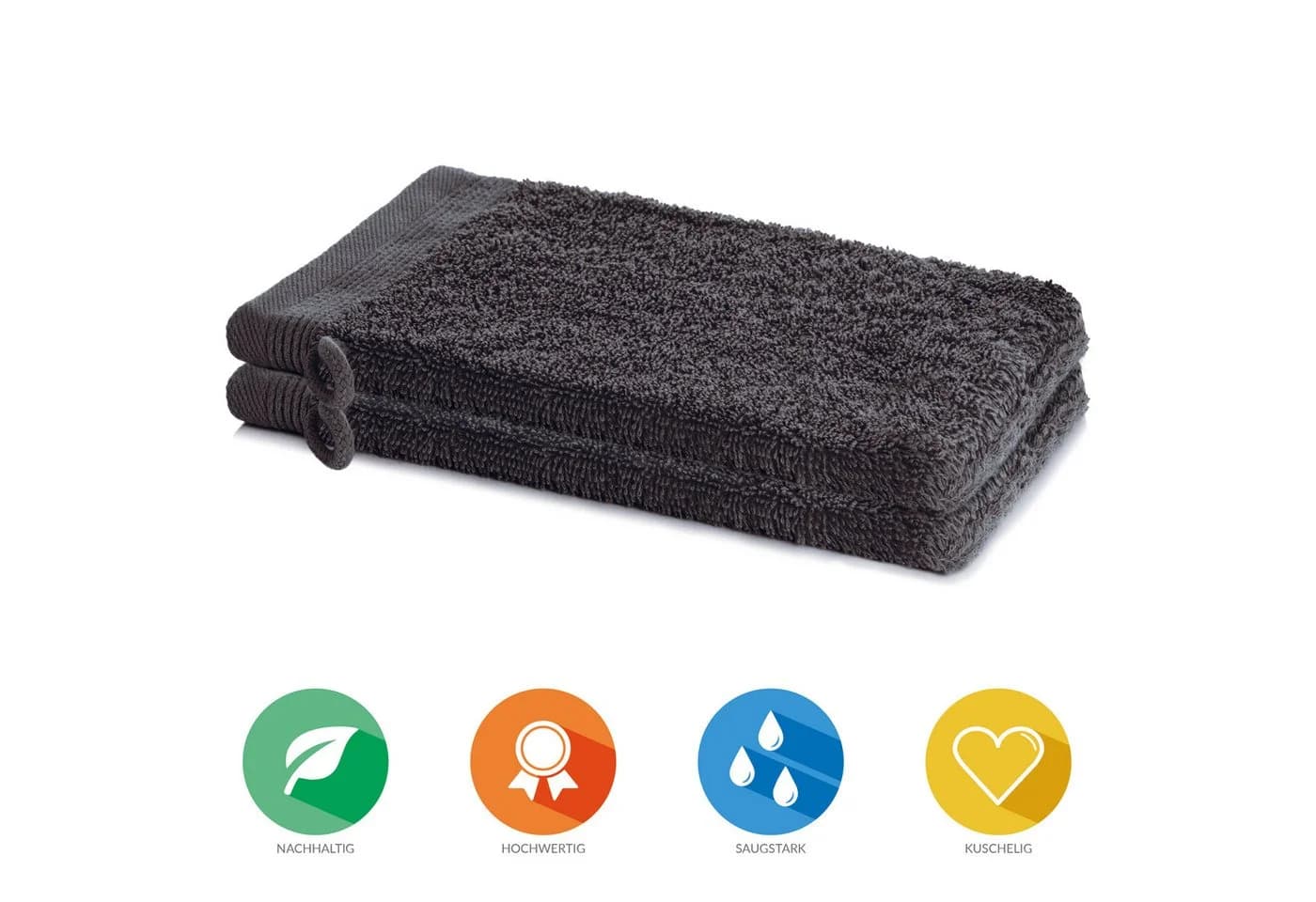 Lavea Waschhandschuh Bali Waschlappen 16x22 cm, Weiches Bio-Baumwollfrottee (Set, 2-St), pflegeleicht, GOTS-zertifiziert, extra saugstark mit 500g/m²