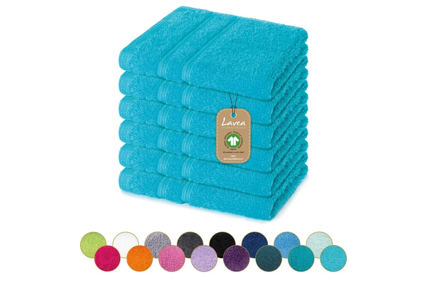 Lavea Seiftuch Bali Seiflappen 30x30 cm Bio-Baumwollfrottee Türkis - Bild 2