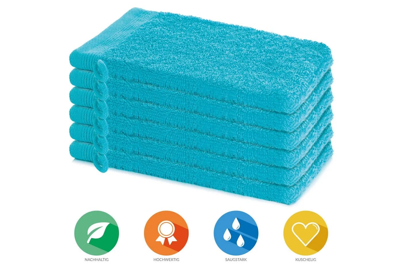 Lavea Waschhandschuh Bali Waschlappen 16x22 cm, Weiches Bio-Baumwollfrottee (Set, 6-St), pflegeleicht, GOTS-zertifiziert, extra saugstark mit 500g/m² - Bild 1