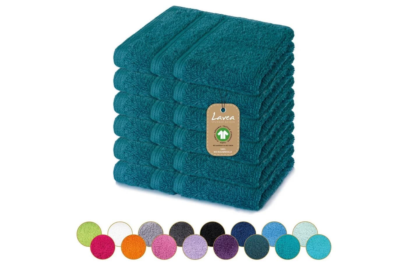 Lavea Seiftuch Bali Seiflappen 30x30 cm Bio-Baumwollfrottee 6er-Set - Bild 2