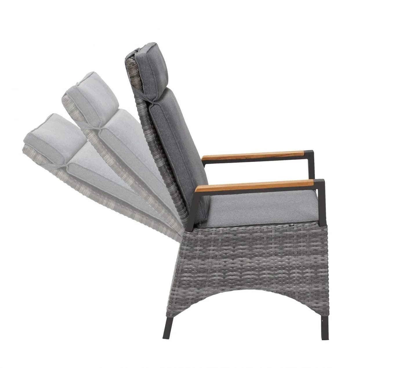 dasmöbelwerk Gartenstuhl Nizza Teak & Aluminium Grau Verstellbar