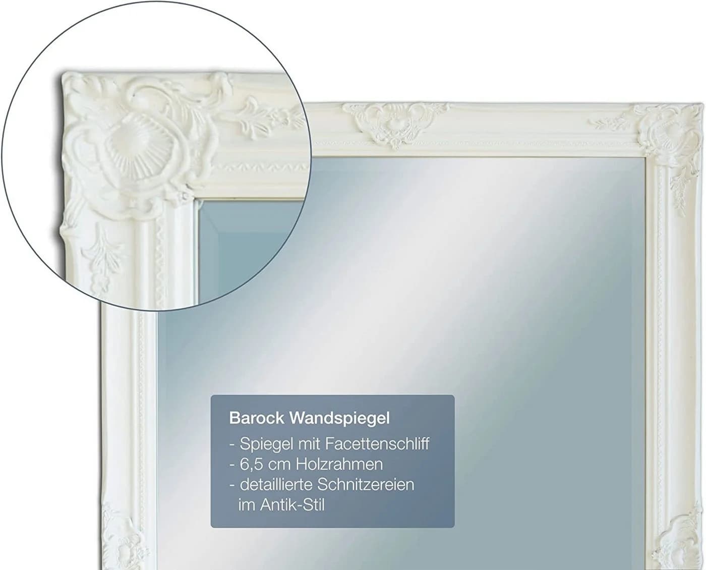dasmöbelwerk Wandspiegel Barock Weiß XL Spiegel Antik-Stil - Bild 3