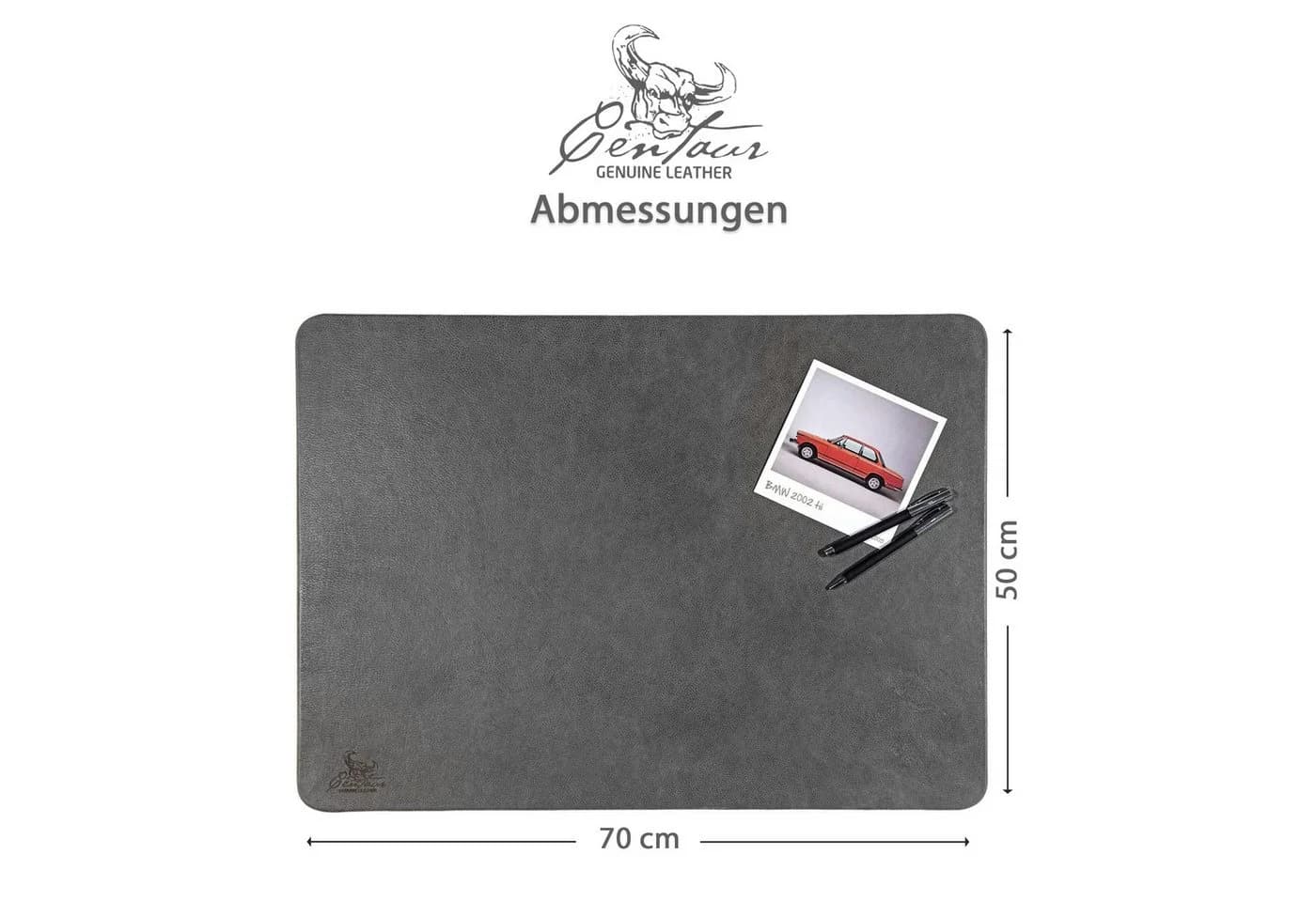 Centaur Schreibtischunterlage aus echtem Leder grau