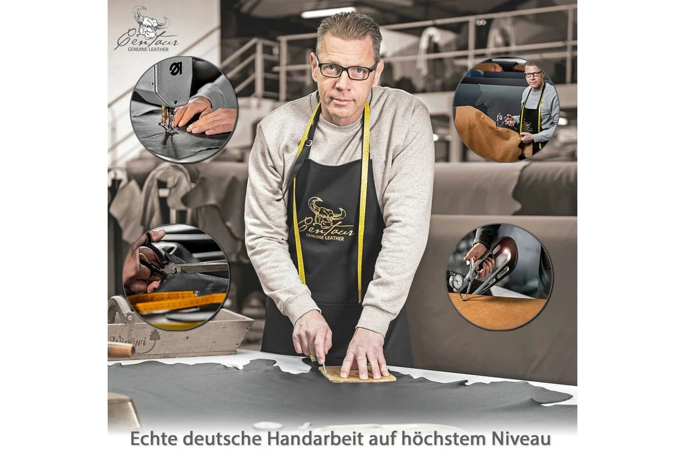 Centaur Schreibtischunterlage aus echtem Leder grau - Bild 5