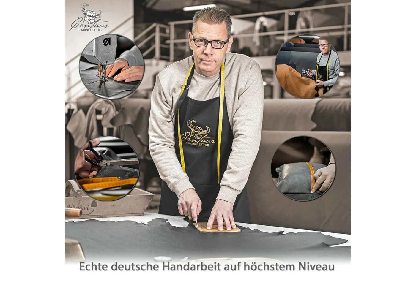 Centaur Dekokissen aus echtem Leder rot - Bild 5