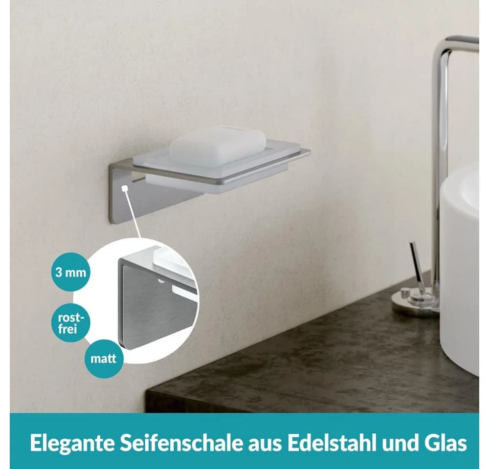 WEISSENSTEIN Seifenablage Ohne Bohren Schale Silber - Bild 3