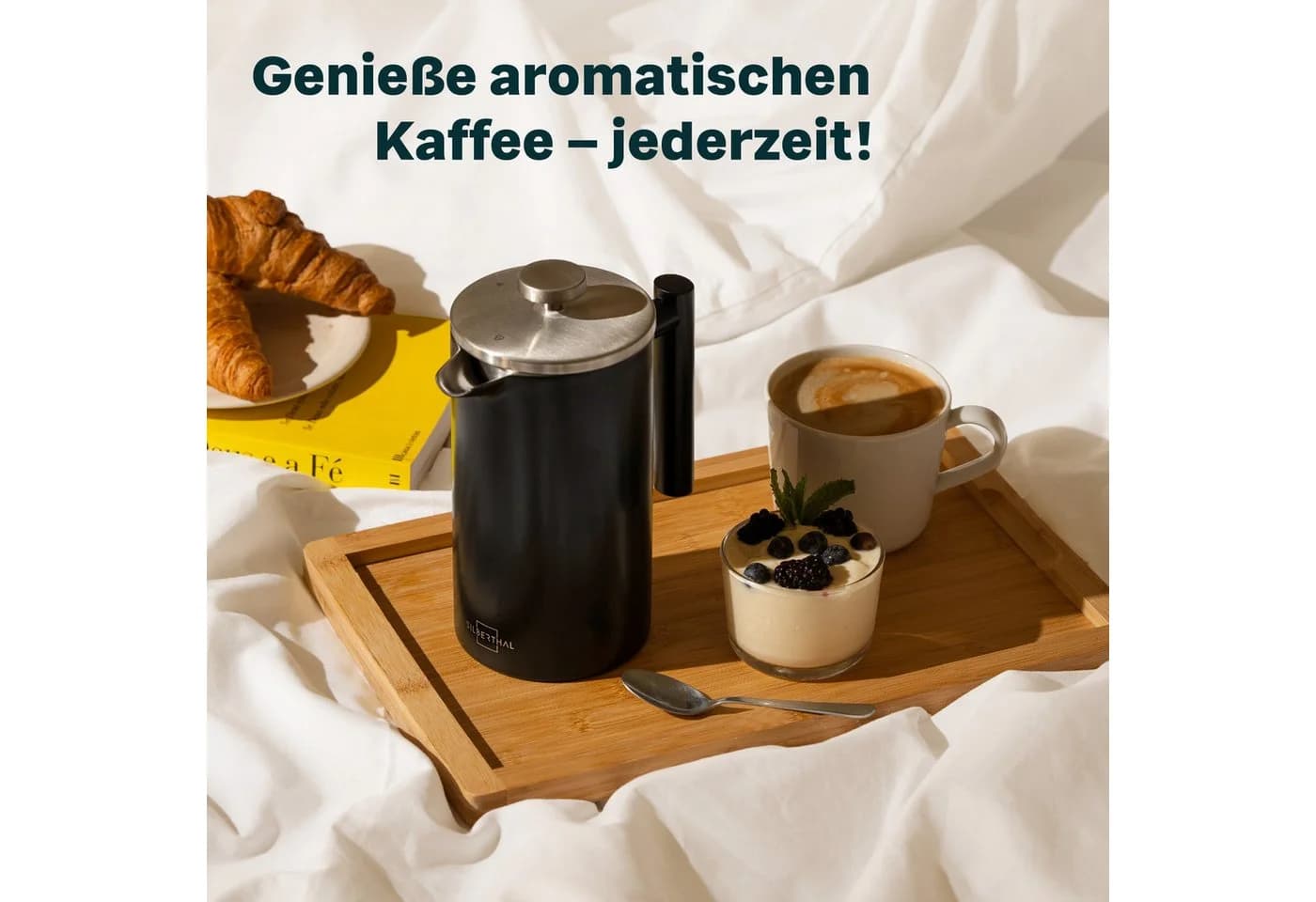 SILBERTHAL French Press Kanne 1l Schwarz Edelstahl