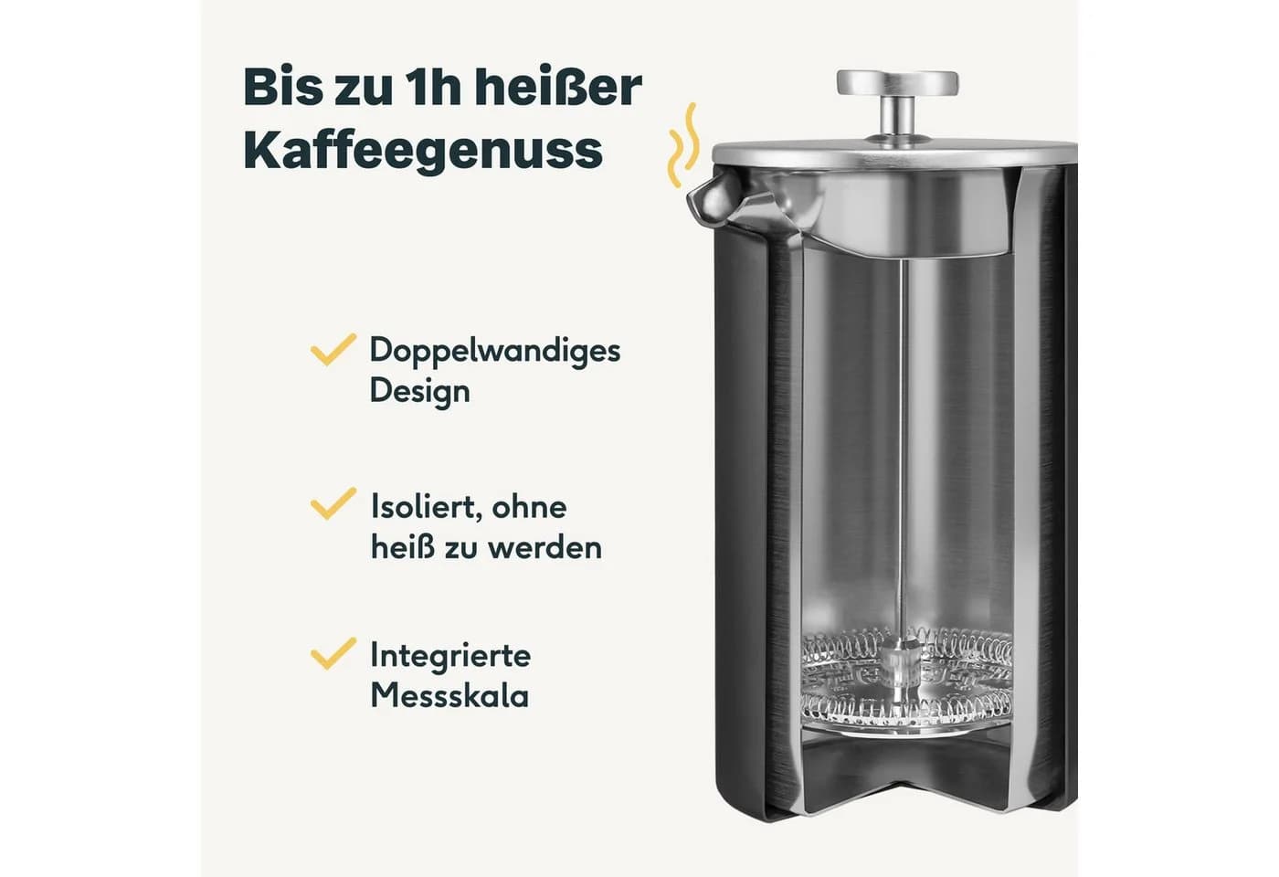 SILBERTHAL French Press Kanne 1l Schwarz Edelstahl - Bild 3