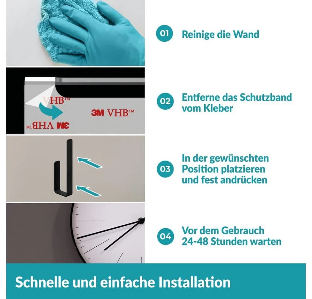 WEISSENSTEIN Toilettenpapierhalter Schwarz Bohrfrei mit Aufbewahrung - Bild 4