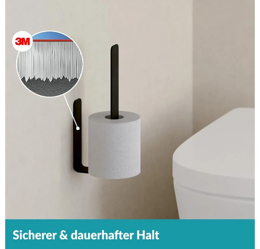 WEISSENSTEIN Toilettenpapierhalter Schwarz Bohrfrei mit Aufbewahrung - Bild 5