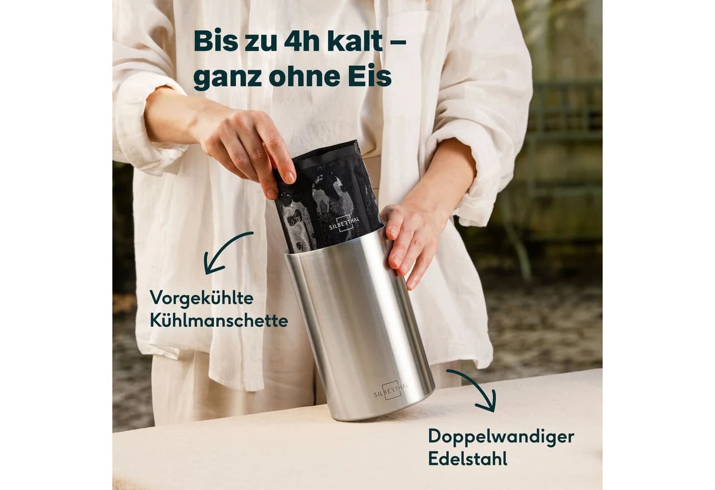 SILBERTHAL Weinkühler Edelstahl mit 2 Kühlmanschetten - Bild 3