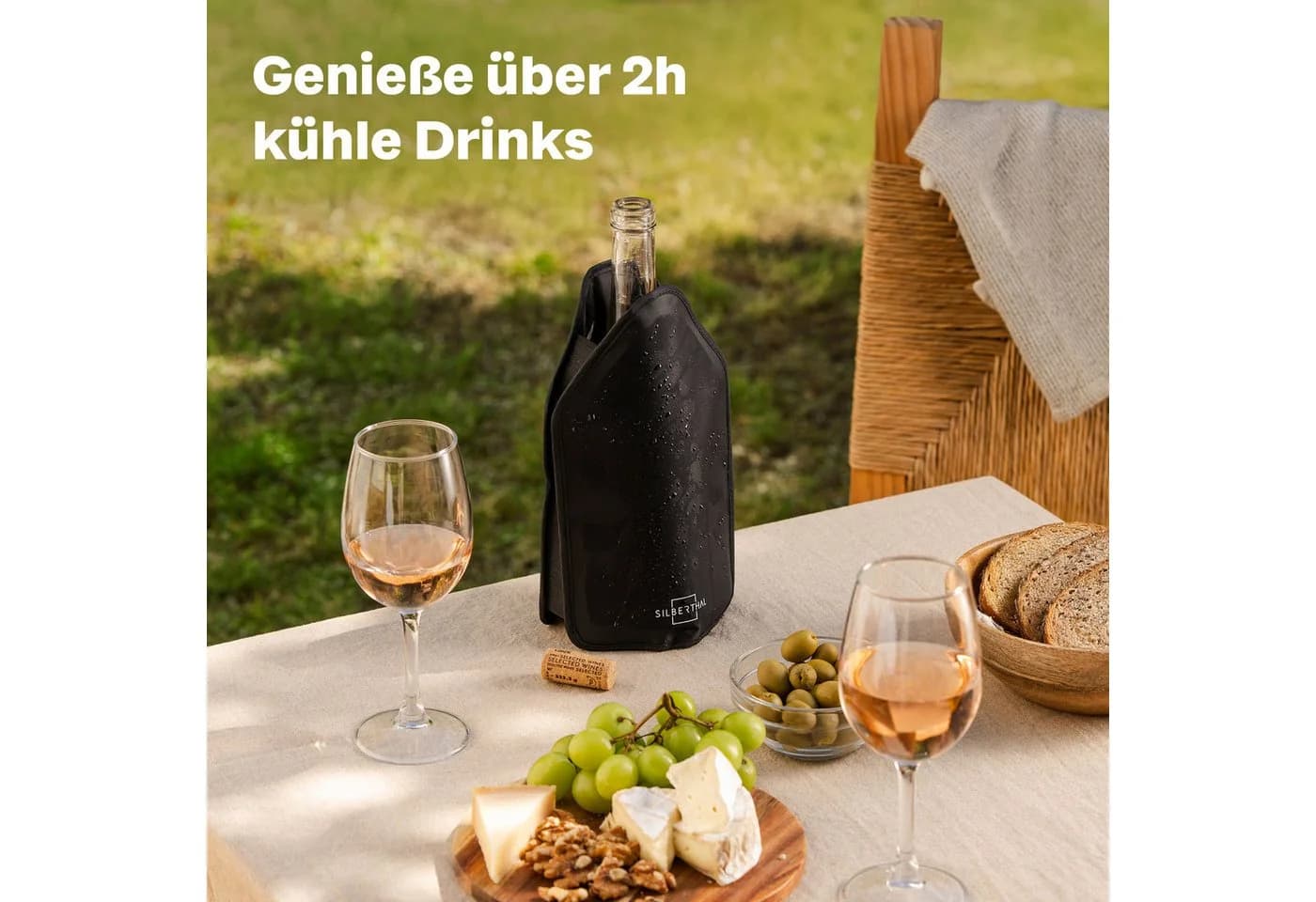SILBERTHAL Wein- und Sektkühler Kühlmanschette Schwarz 2er Set