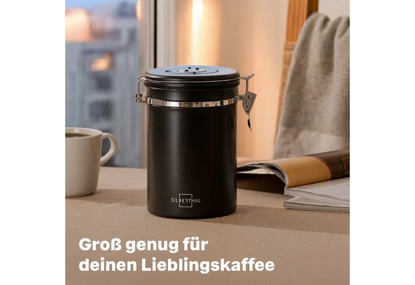 SILBERTHAL Kaffeedose 500g luftdicht Edelstahl Schwarz