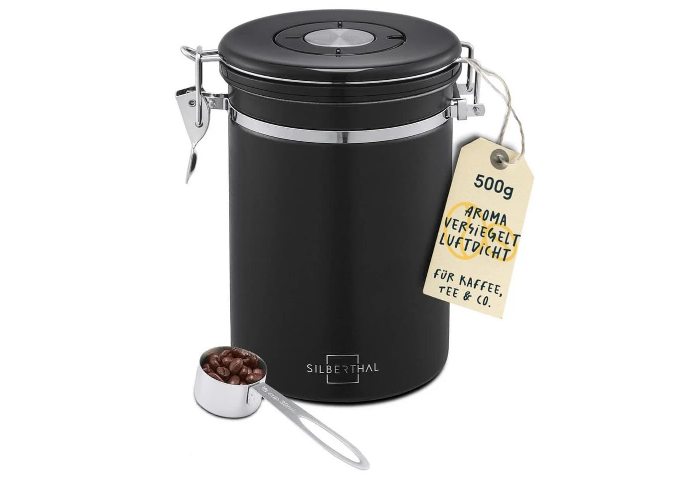 SILBERTHAL Kaffeedose 500g luftdicht Edelstahl Schwarz - Bild 2