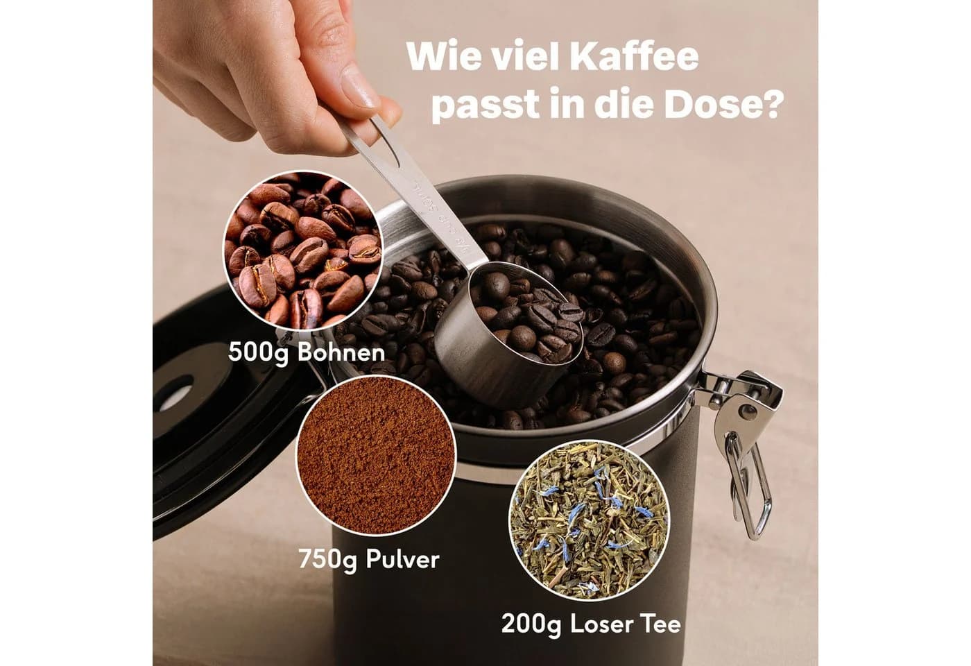 SILBERTHAL Kaffeedose 500g luftdicht Edelstahl Schwarz - Bild 4