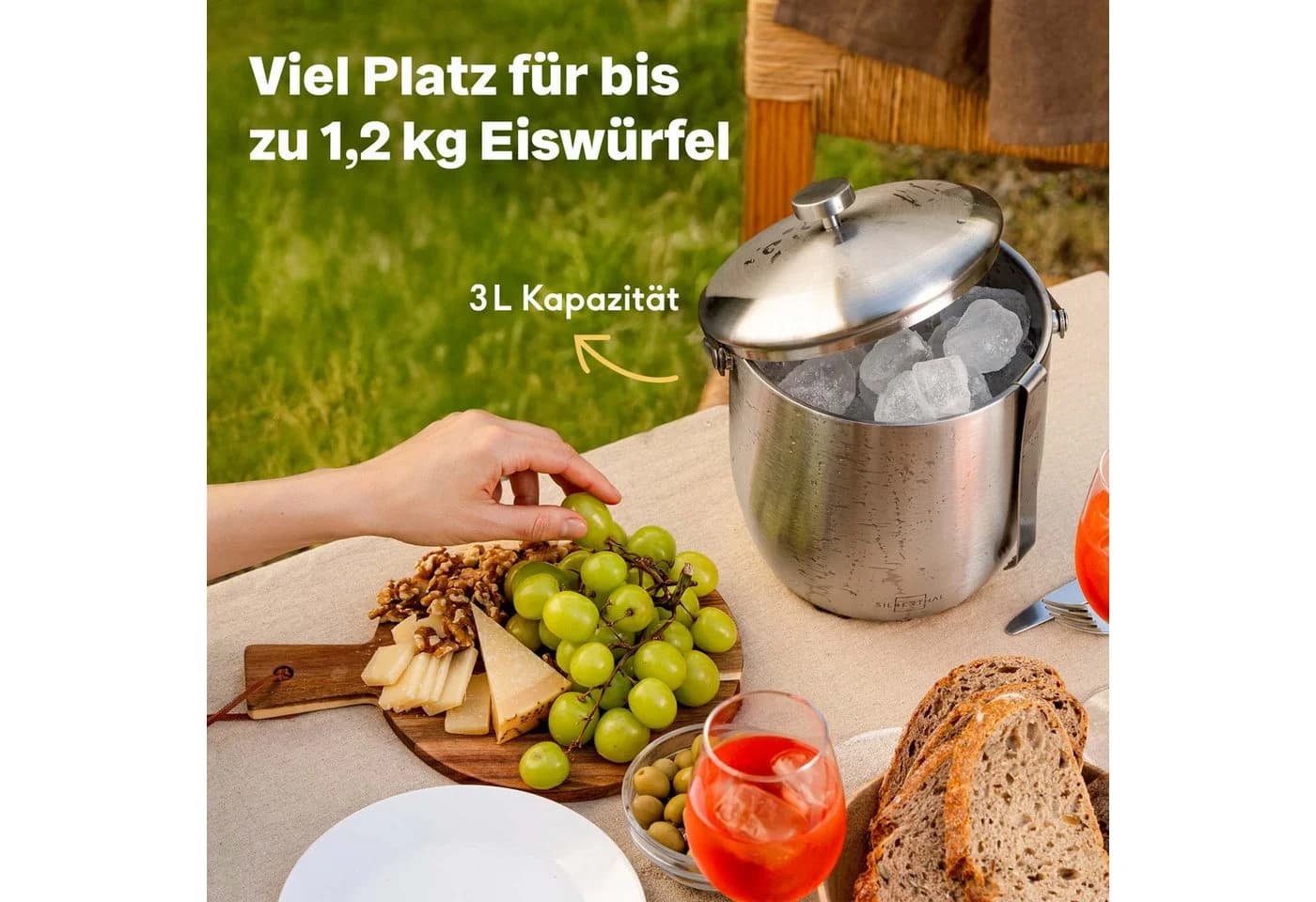 SILBERTHAL Eiseimer 3l Edelstahl mit Deckel, Sieb & Zange - Bild 3