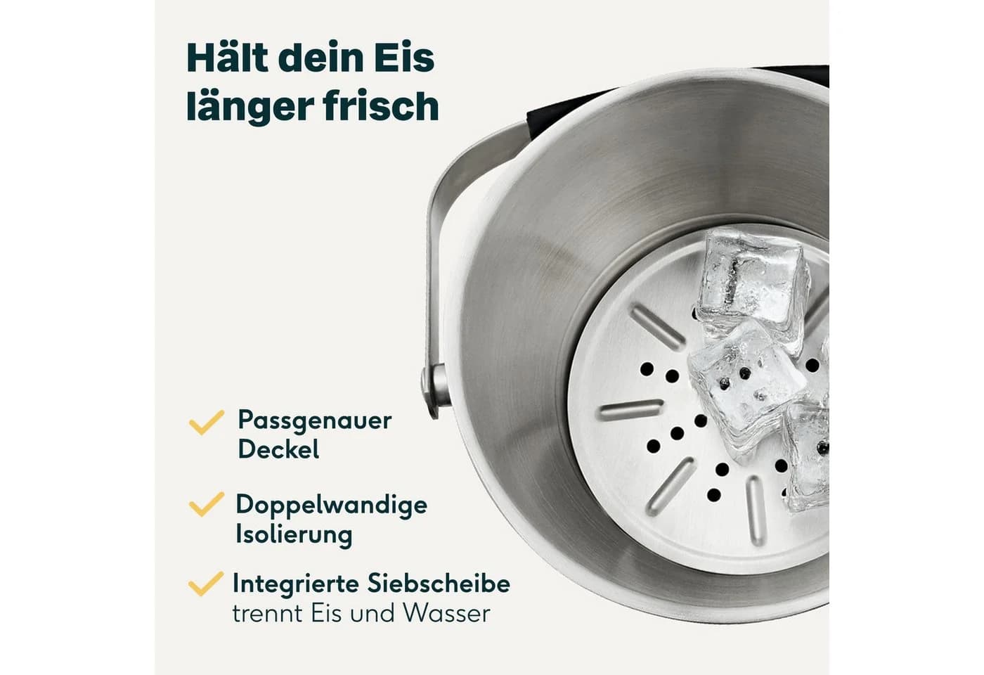 SILBERTHAL Eiseimer 3l Edelstahl mit Deckel, Sieb & Zange - Bild 4