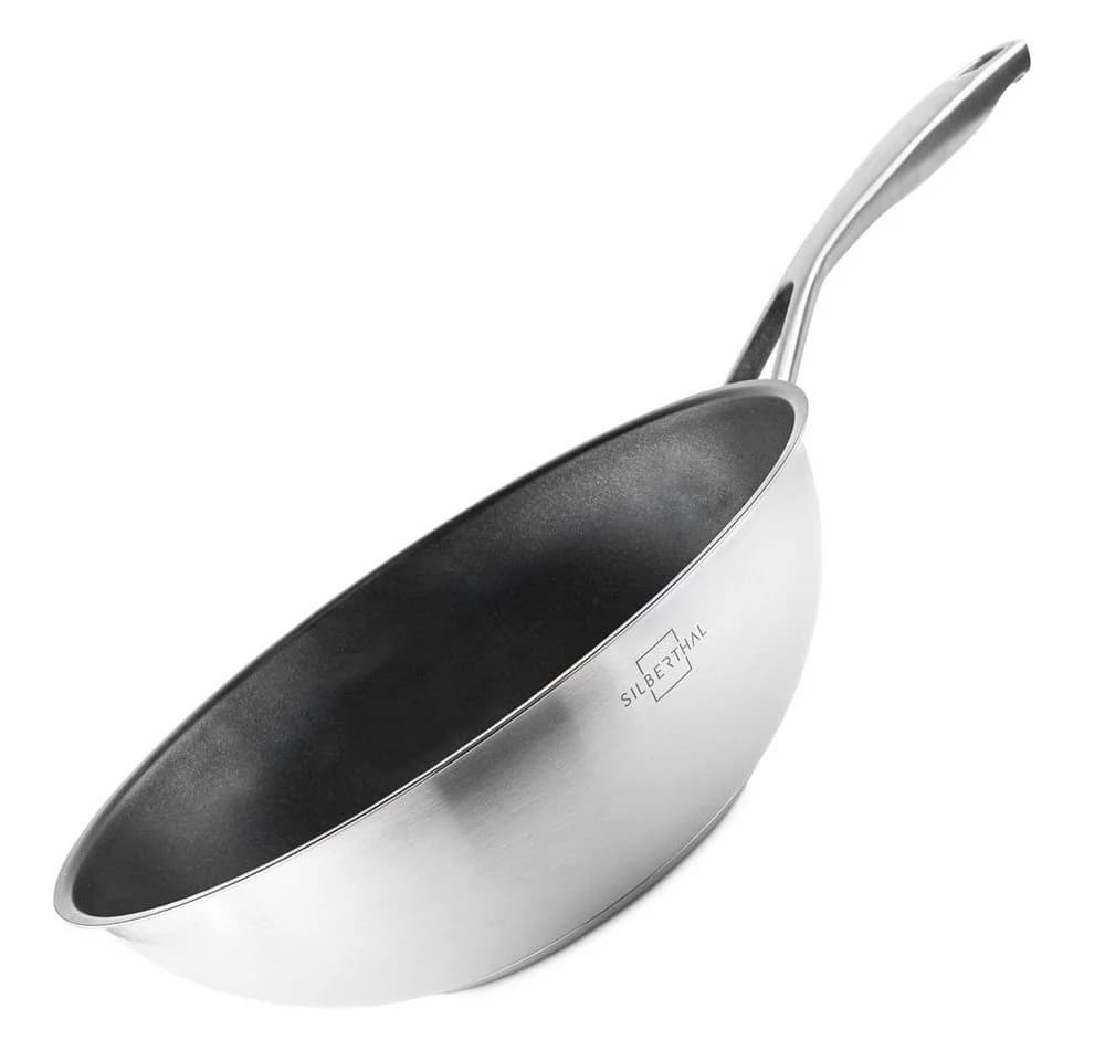 SILBERTHAL Wok Pfanne 28 cm Edelstahl Induktion Silber - Bild 2