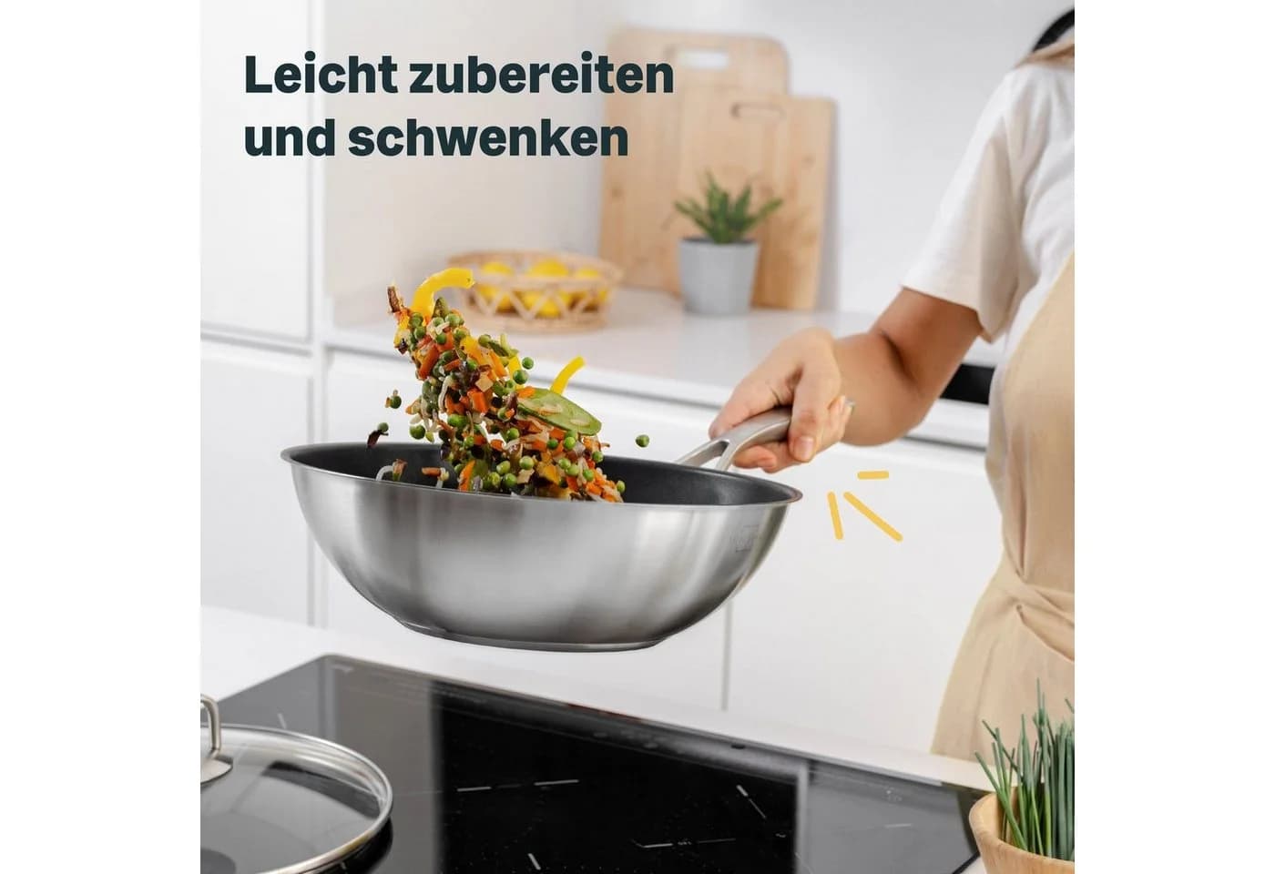 SILBERTHAL Wok Pfanne 28 cm Edelstahl Induktion Silber - Bild 5