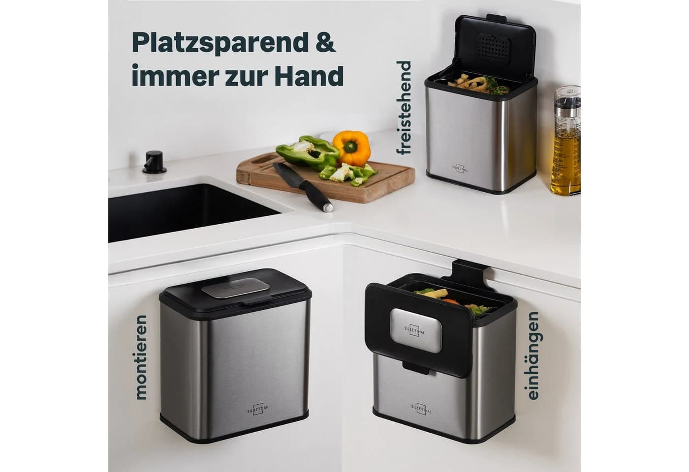 SILBERTHAL Biomülleimer Edelstahl 4L Silber - Bild 5