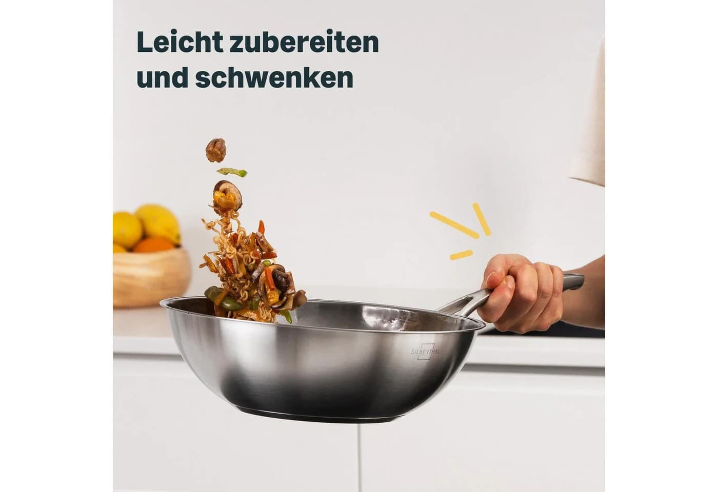 SILBERTHAL Wok-Pfanne 28cm Unbeschichtet Induktion Silber - Bild 4