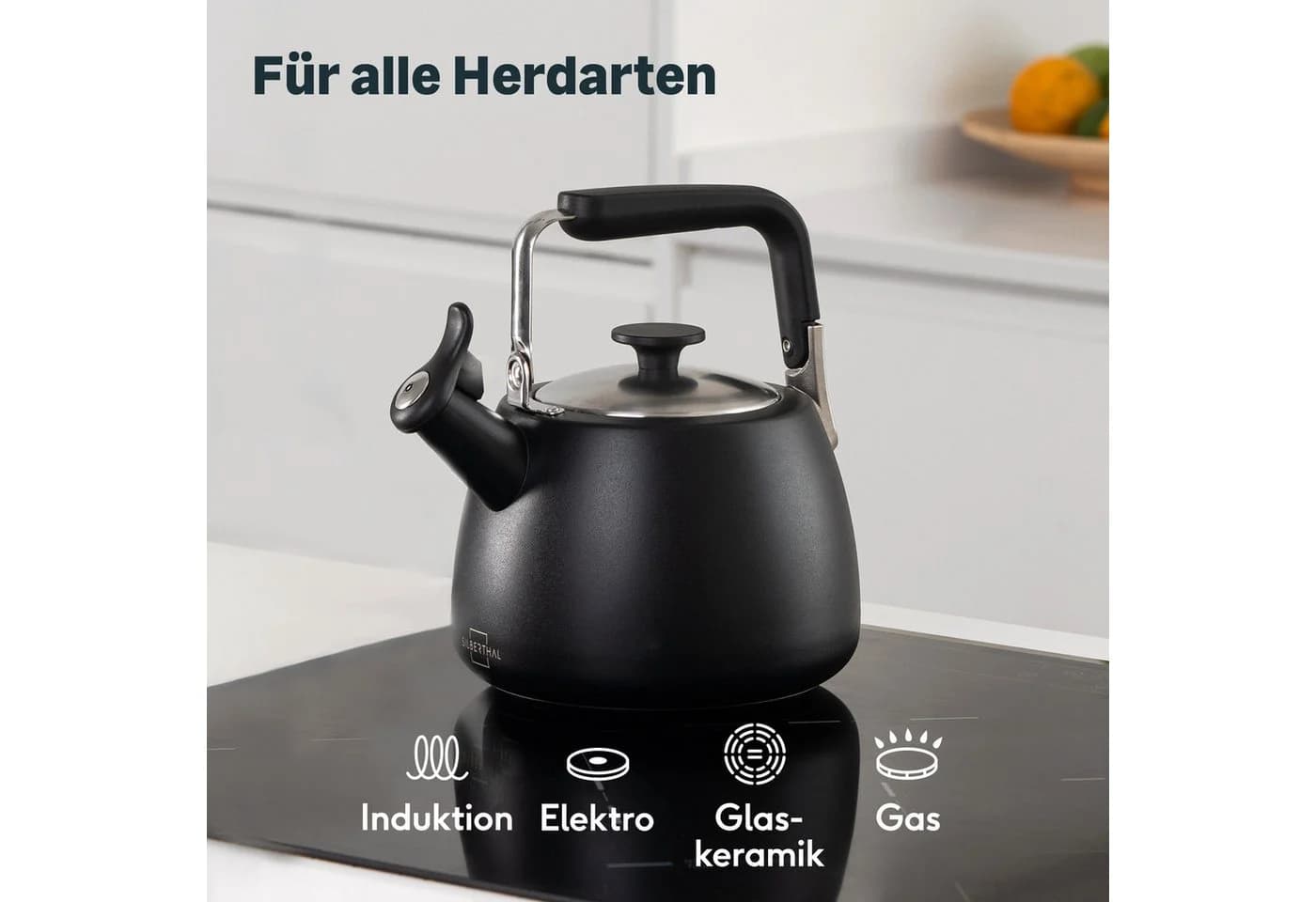 SILBERTHAL Wasserkessel Flötenkessel 3L Schwarz