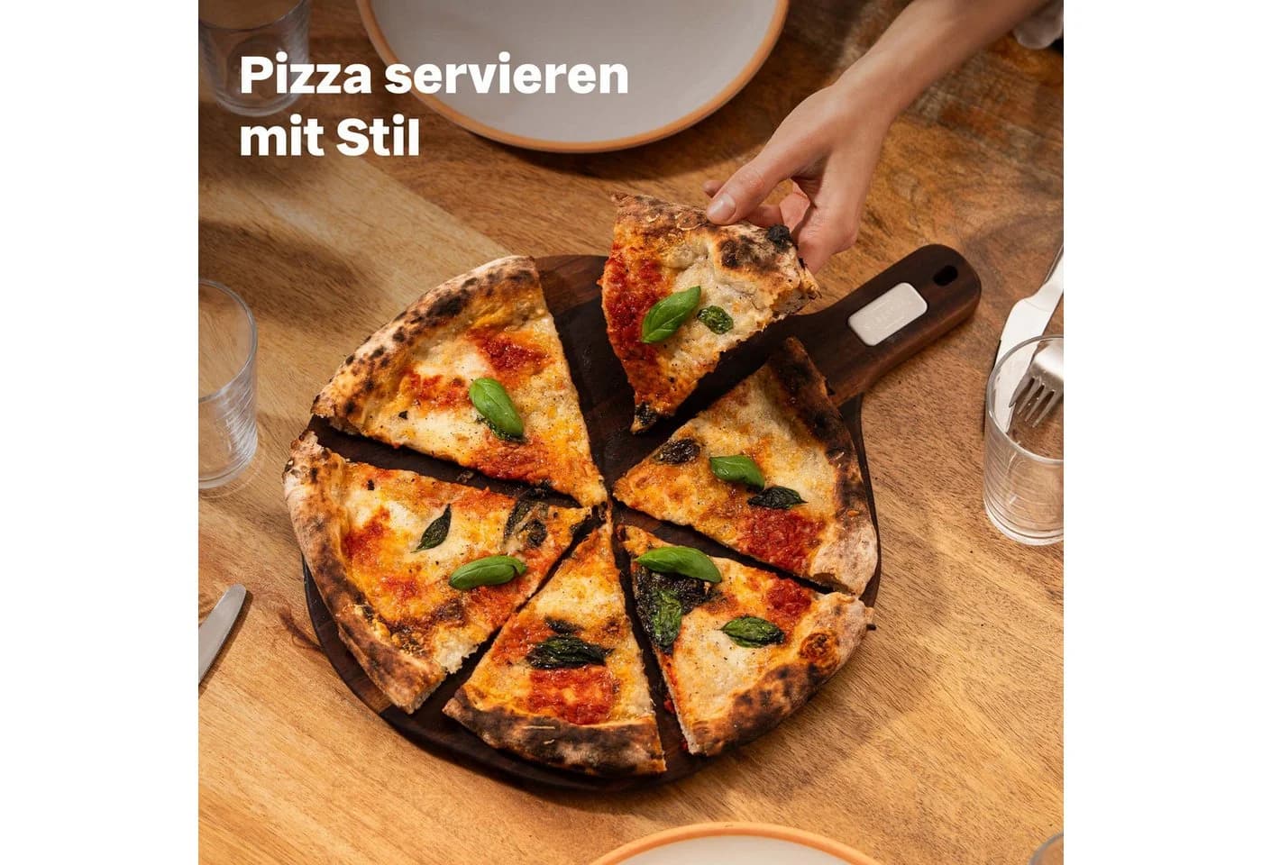 SILBERTHAL Servierbrett & Pizzabrett 30 cm Akazienholz 6-Eck-Design