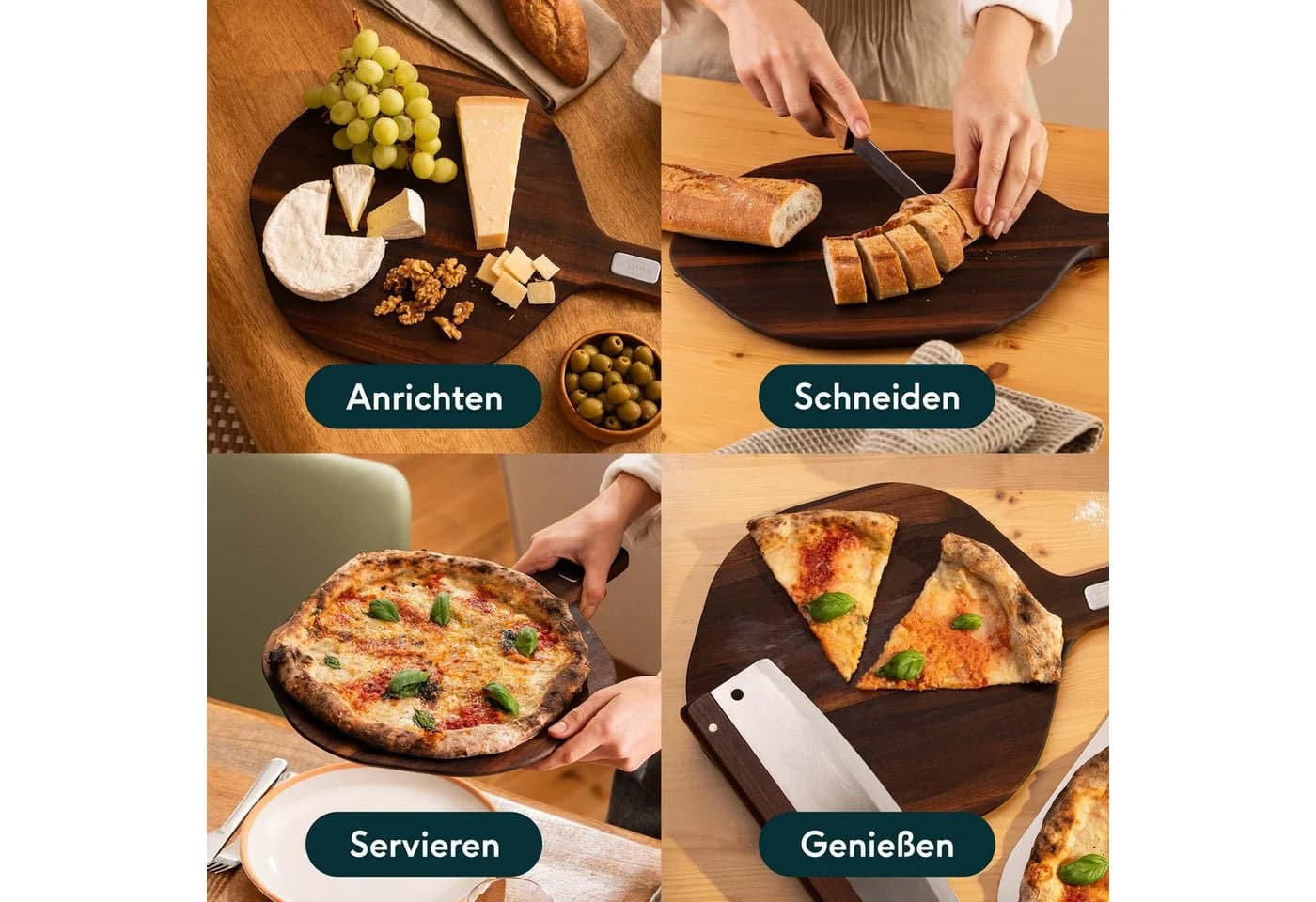 SILBERTHAL Servierbrett & Pizzabrett 30 cm Akazienholz 6-Eck-Design - Bild 5