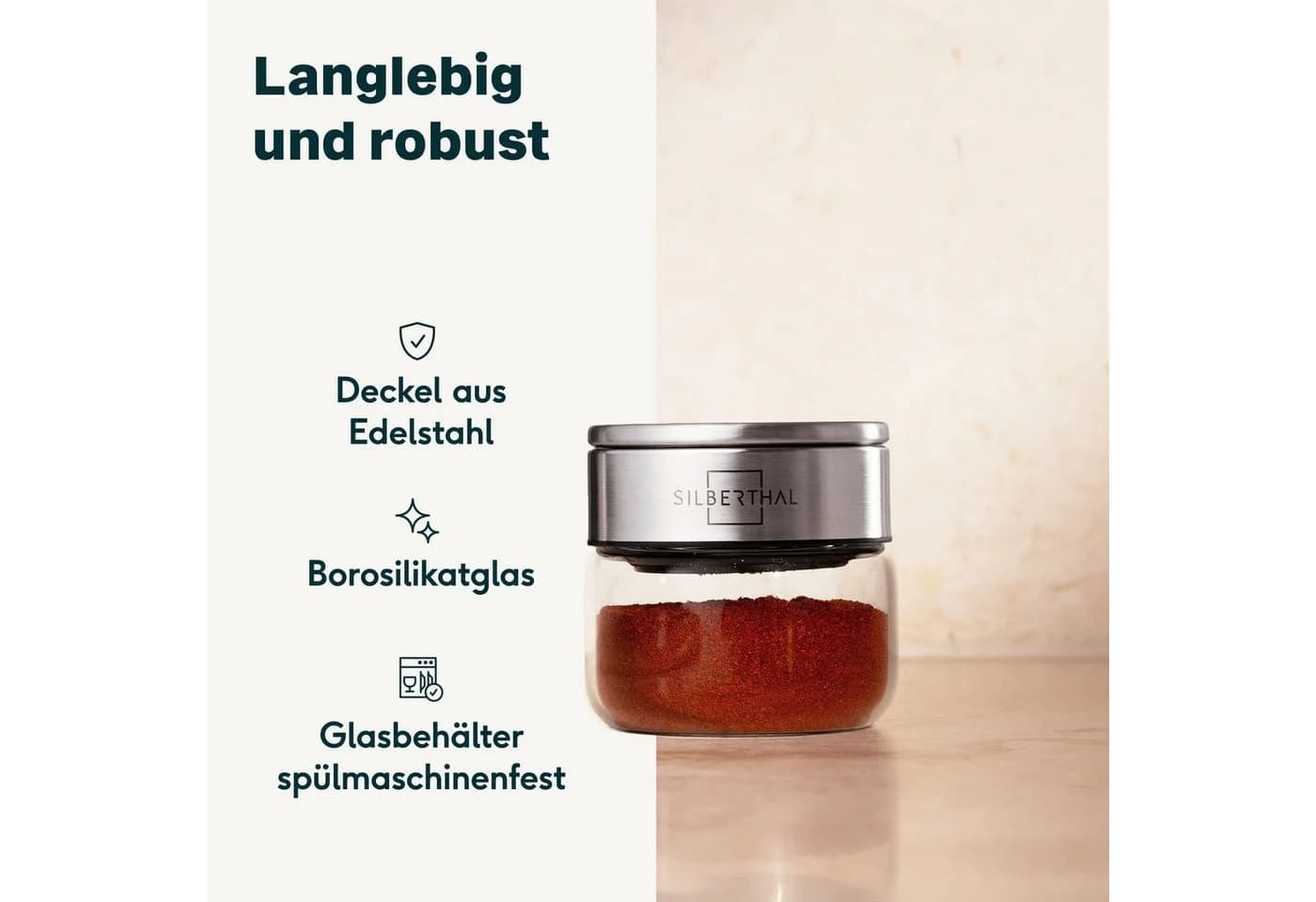 SILBERTHAL Gewürzglas 100 ml transparent mit Klickdeckel - Bild 5
