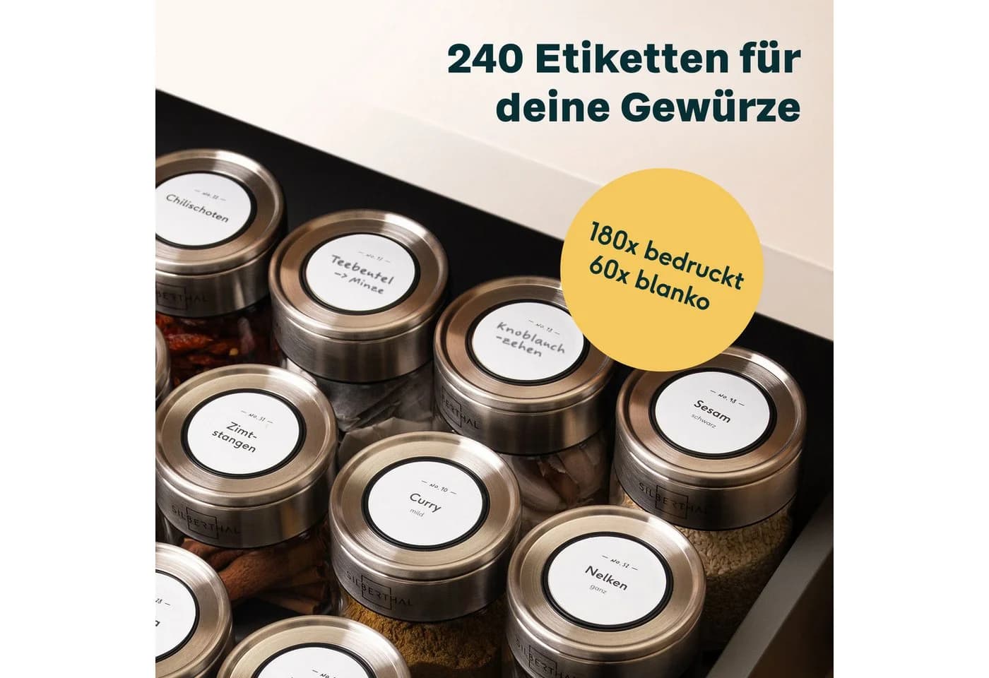 SILBERTHAL Gewürzetiketten Rund 240 St. Weiß Wasserfest - Bild 5
