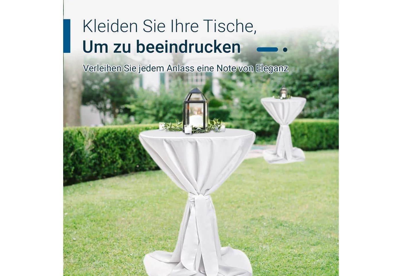 TexDeko Stehtischhusse Premium Weiß Polyester Blickdicht - Bild 5