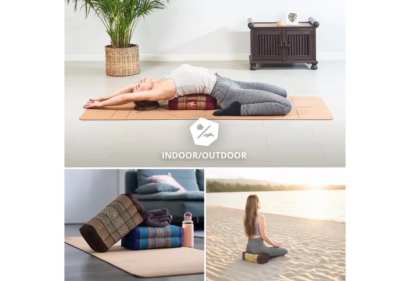 livasia Stützkissen Yogakissen Deluxe Rot Kapok Füllung - Bild 3