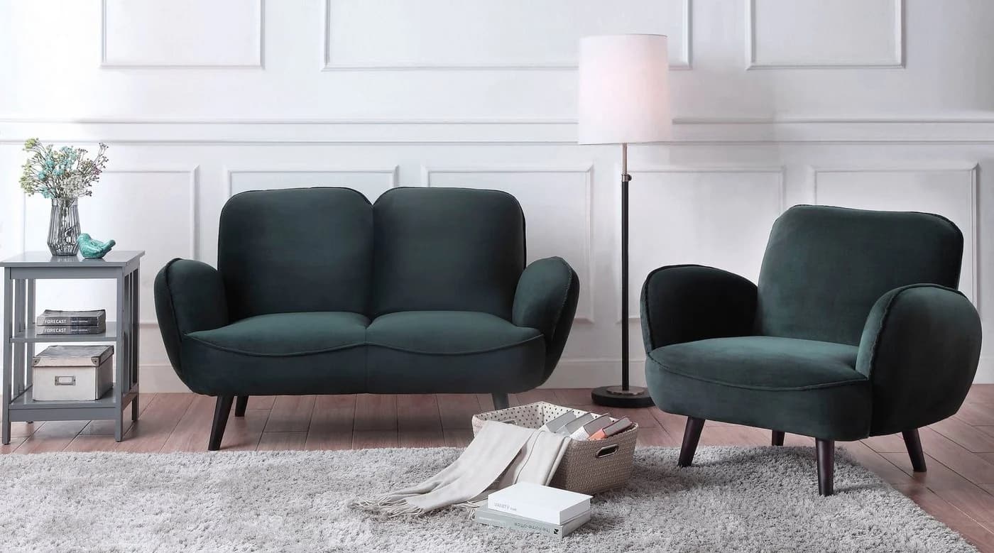 ATLANTIC HOME COLLECTION 2-Sitzer Sofa Ben Grün Samtstoff