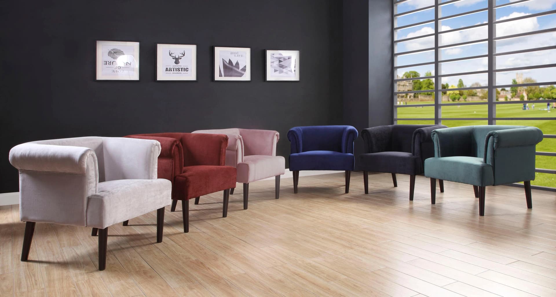ATLANTIC HOME COLLECTION Sessel Charlie Blau Samtvelours
