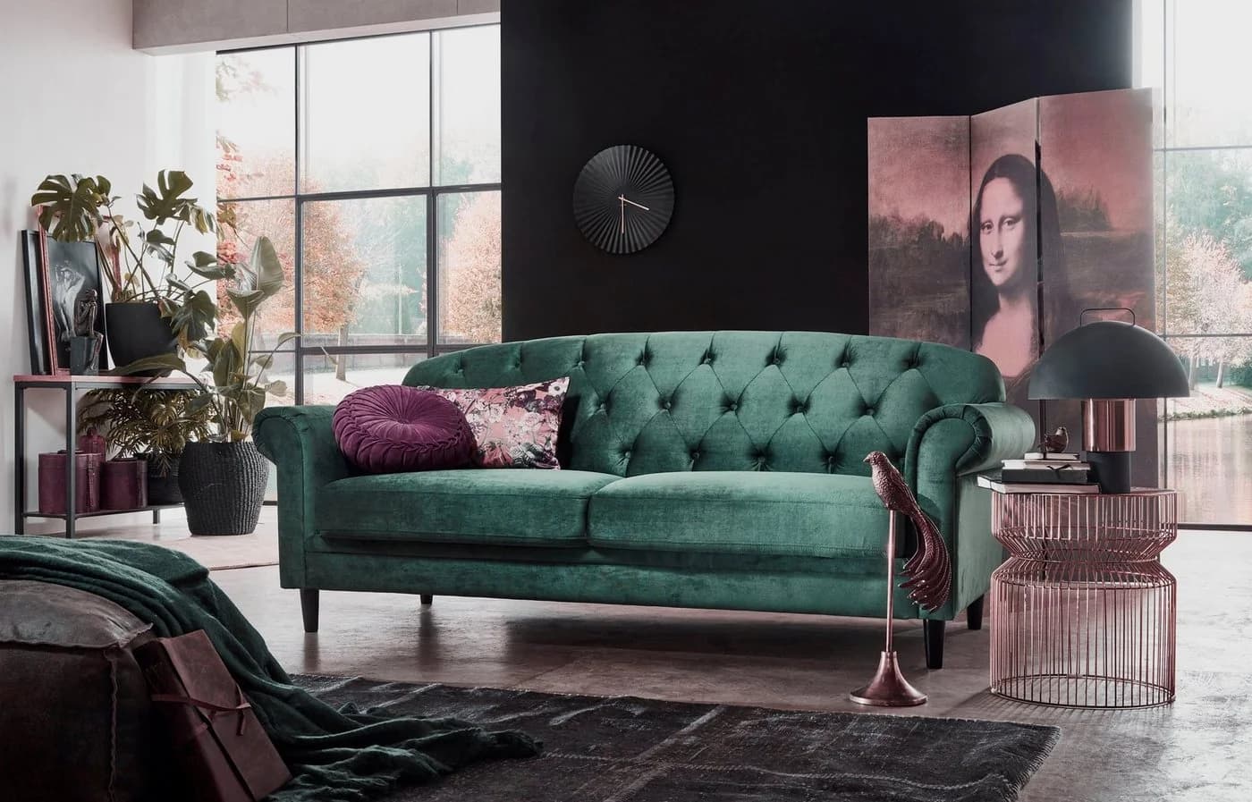ATLANTIC HOME COLLECTION 2-Sitzer Sofa Carla Grün Samtvelours mit Stauraum