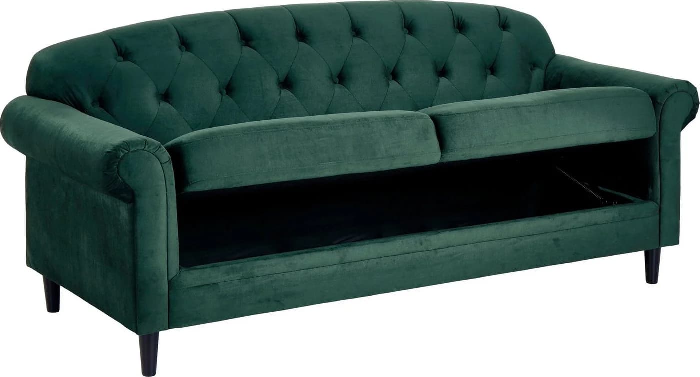 ATLANTIC HOME COLLECTION 2-Sitzer Sofa Carla Grün Samtvelours mit Stauraum - Bild 4