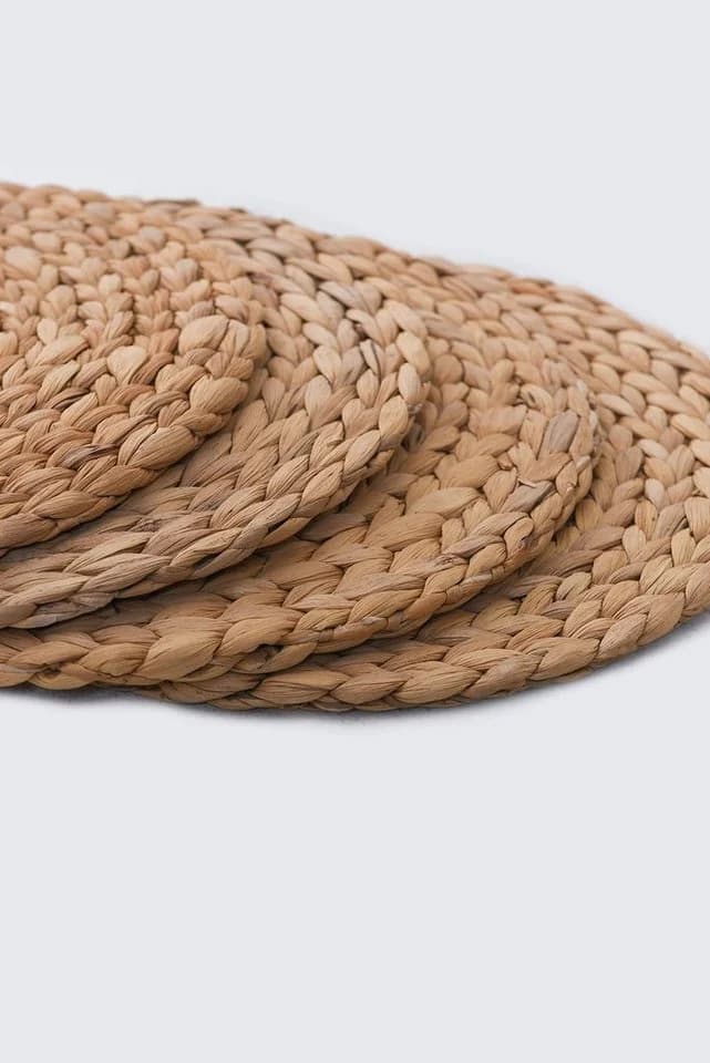 VIVANNO Platzset Wasserhyazinthe ILANA Rund Beige 4er Set - Bild 5