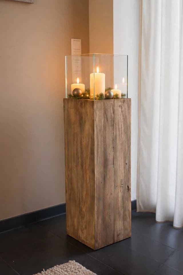 VIVANNO Bodenwindlicht CANDELA Rechteckig Umbraantik Maserung Holz - Bild 3