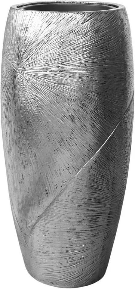 VIVANNO Bodenvase ROYAL Fiberglas Silber Schwarz Muster - Bild 2
