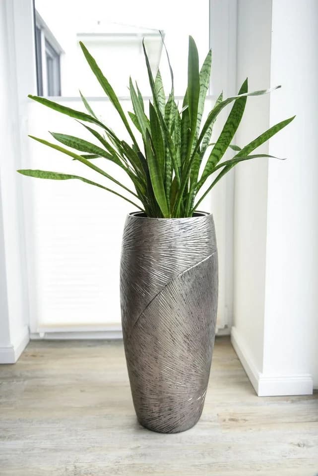 VIVANNO Bodenvase ROYAL Fiberglas Silber Schwarz Muster - Bild 4